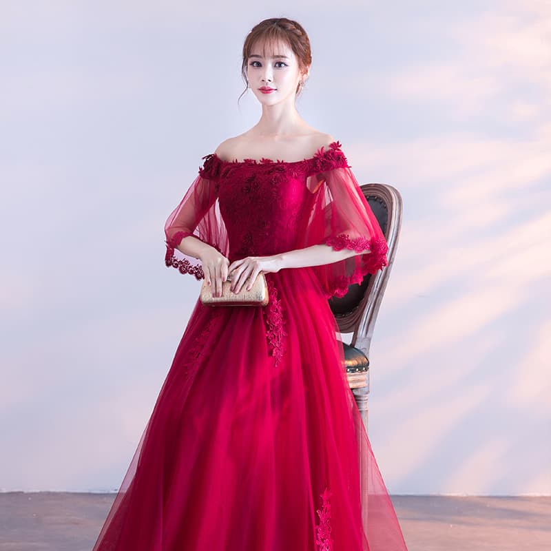 Maternity Wedding Toast Dress 2026 New Style One-Shoulder Wine Red Plus Size Evening Gown Summer