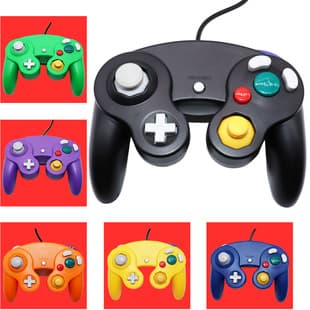 NGC Game Console Controller, NGC Single-Point Three-Point Controller Blue Black White Silver GameCube Controller Wired Console