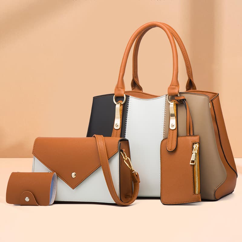 2026 New Fashion Contrast Color Women's Handbag Shoulder Crossbody Bag Mother-Child Bag Set of 4 Ladies Bags