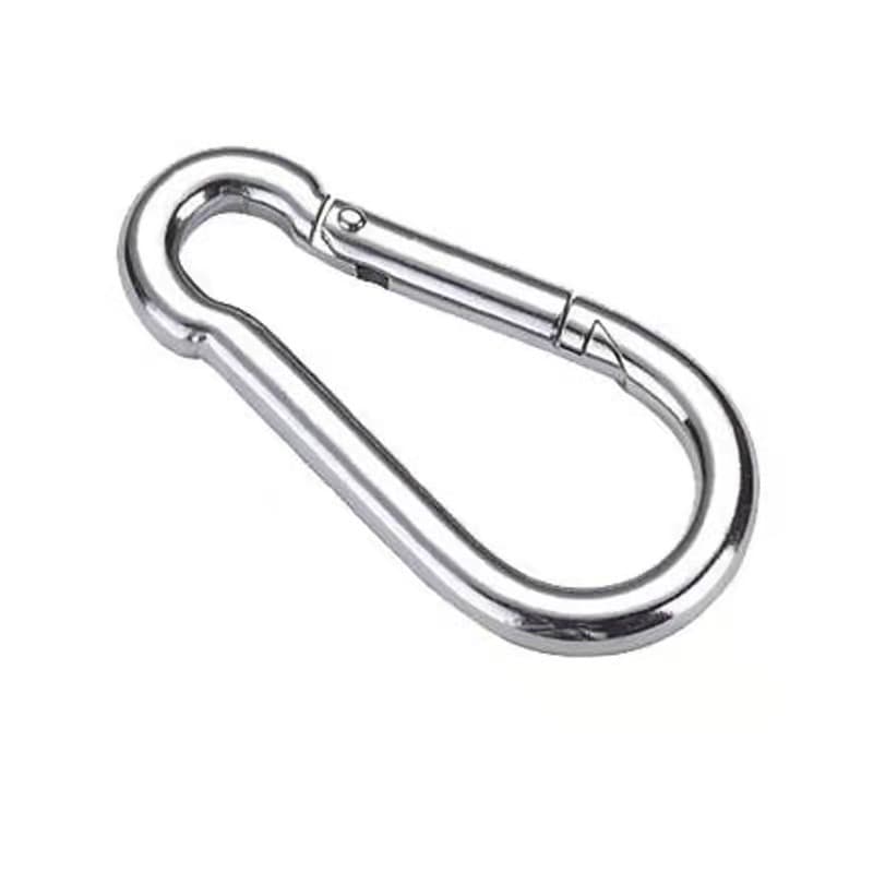 Factory direct 8*80mm iron galvanized/nickel-plated spring hooks, carabiners, snap hooks, multi-functional hooks, load-bearing.