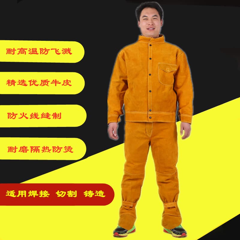 Factory Supply Cowhide Welding Suit for Welding, Cutting, and Casting Heat and Wear Resistant Anti-Spark Splash Flame-Retardant Welder Garment