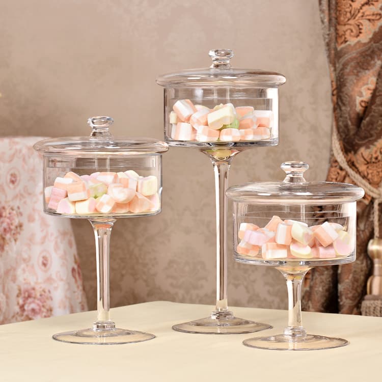 European Style Transparent Glass Cake Plate Fruit Plate High-Foot Tray Dust Cover Wedding Creative Home Dessert Table Decoration