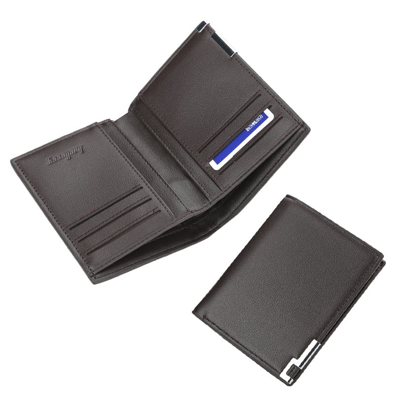 baellerry Men's Short Wallet Slim Metal Edge Korean Style Trendy Horizontal Card Holder for Young Men