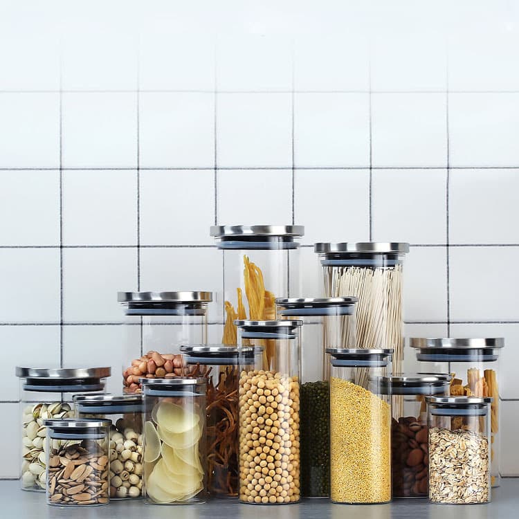Borosilicate Glass Sealed Jar with Stainless Steel Lid - Tea, Grain, Candy Storage Canister