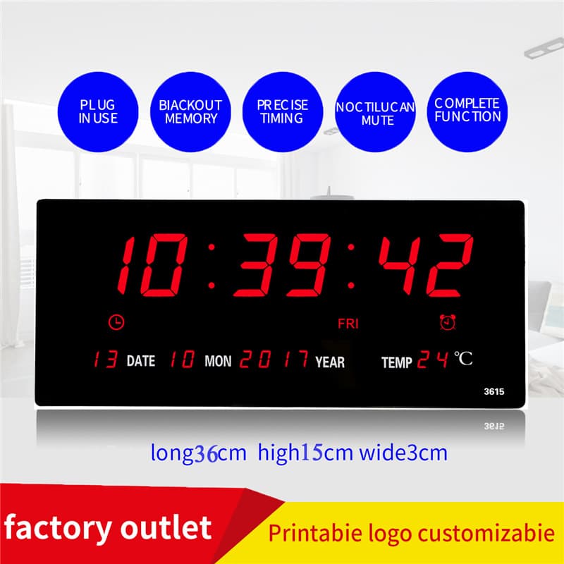 Modern Digital Led Wall Clock Living Room Calendar Simple Large Number Temperature Clocks Home Decorations Wall Art