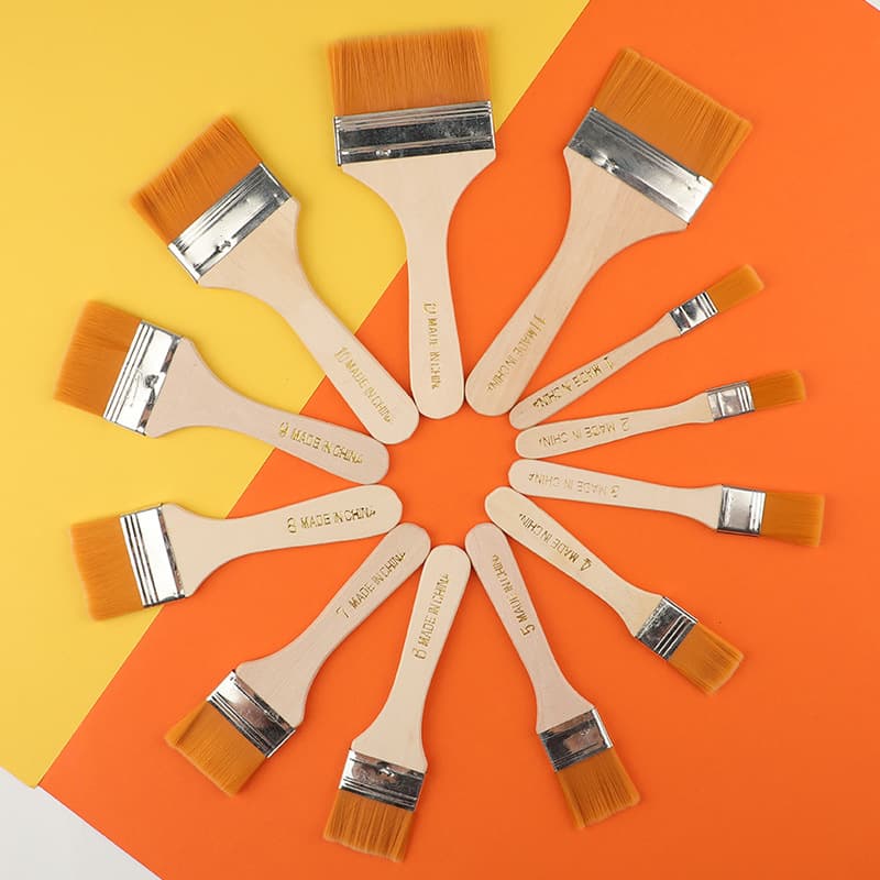 Yellow Brush Board Brush, Nylon Small Brush Set, Painting Brush, Oil Painting Brush, Wooden Art Painting, Industrial Wholesale