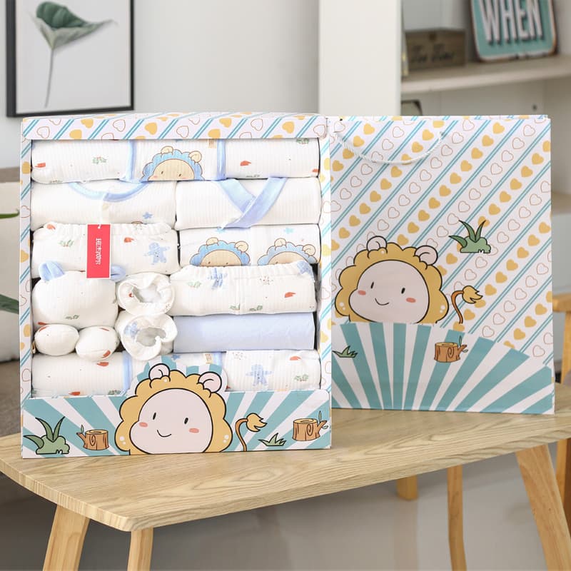 Newborn baby clothes set pure cotton autumn and winter newborn baby full moon gift supplies gift box
