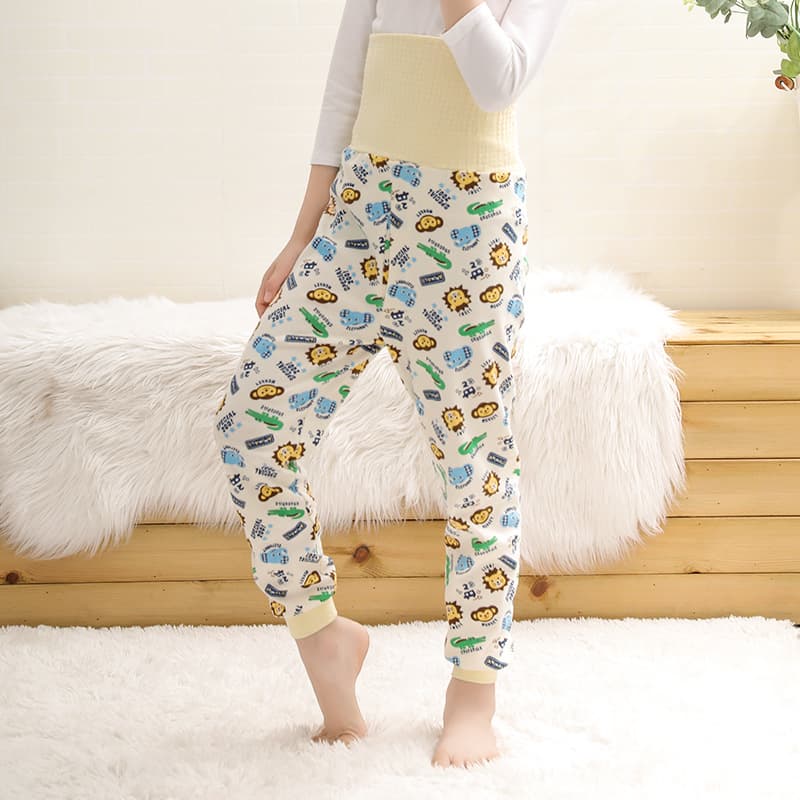 Children's Belly Protection Pants, High-Waist Pants for Older Kids, Boys and Girls Large Size Autumn Cotton Belly Band Long Pants, Source Factory Big Kids Thermal Pants