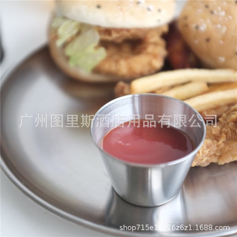 Stainless Steel French Fries Basket Sauce Cup Western Restaurant Salad Small Bowl Sauce Juice Dish Tomato Sauce Mustard Black Pe