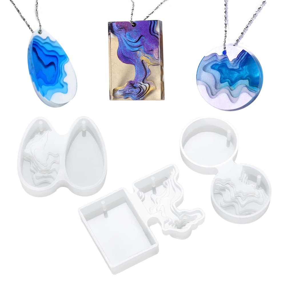 DIY Crystal Epoxy Mold Creative Step Round Drop Mold Island Sea Pendant Making Silicone Mold