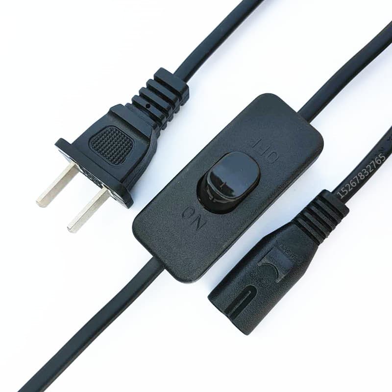 National standard plug power cord, lighting plug wire, desk lamp 303 switch power cord, figure-8 tail plug wire