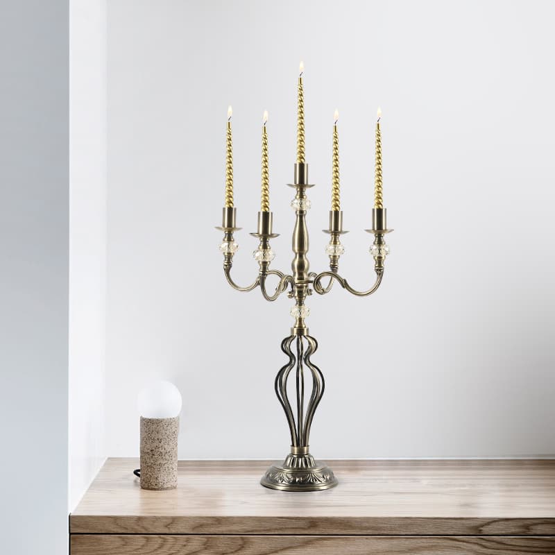 Custom European Dining Table, Western Candle Holder Ornaments, Accessible Luxury French Romantic Retro American Luxury Gold Candle Holder