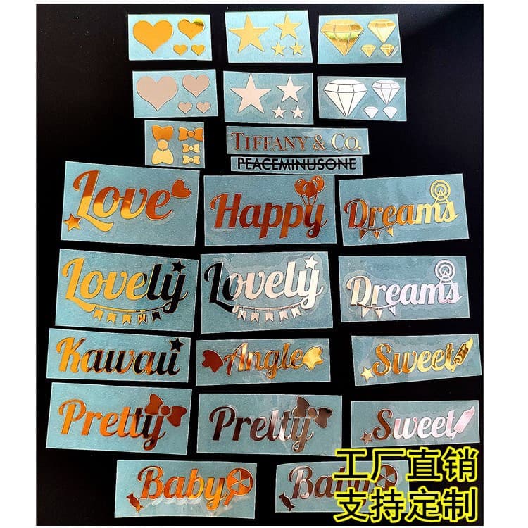 Factory Direct DIY Accessories English Phrases Heart Small Star Bow Diamond Resin Metal Stickers