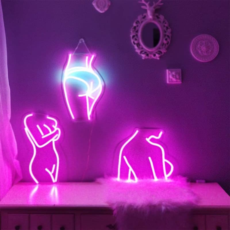Explosive LED Neon Ins Sexy Goddess Bar Decorative Layout Modeling Lamp Transparent Acrylic Base Plate