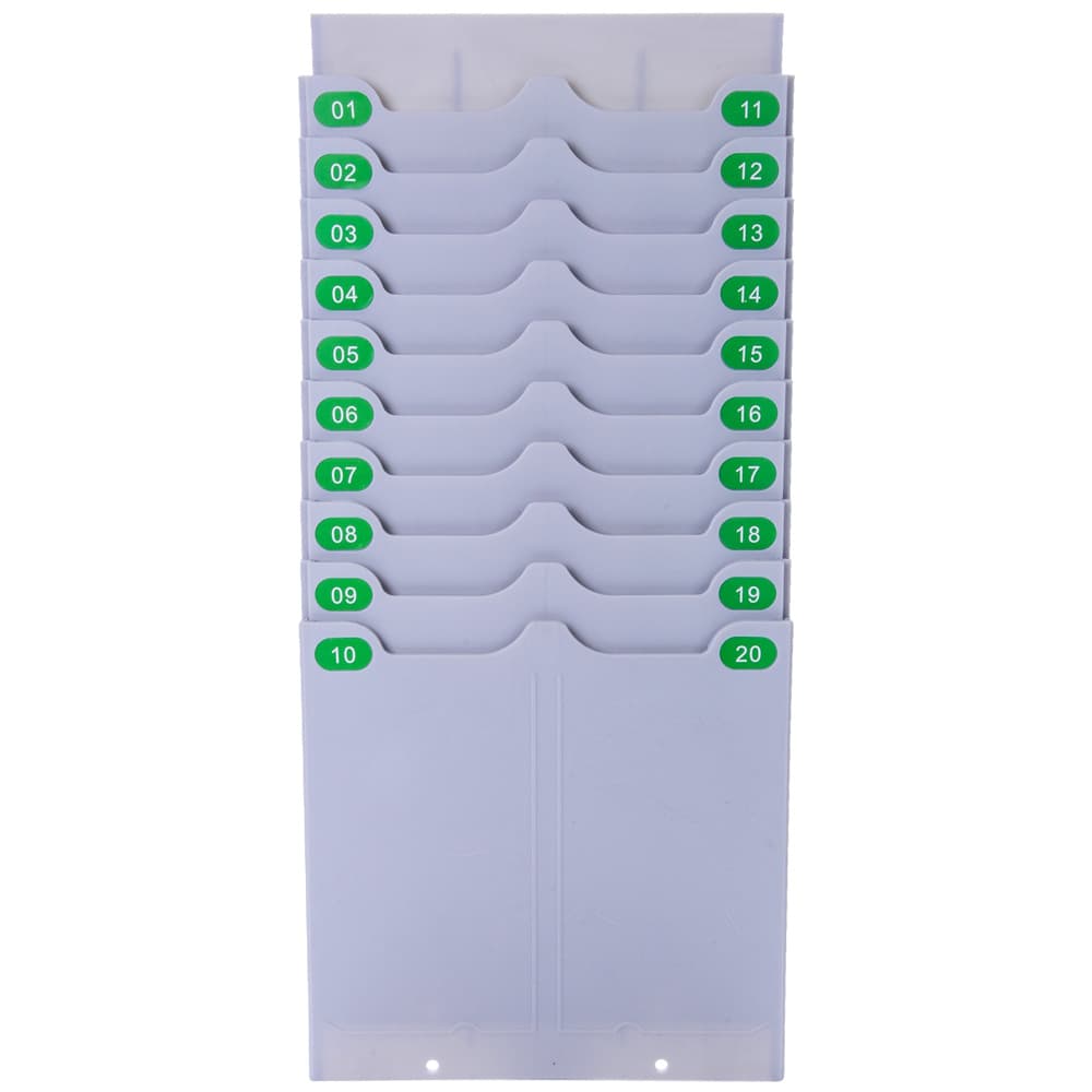 Expandable 20-Slot Attendance Card Holder for Punch Card Machines, Paper Card Insert Rack