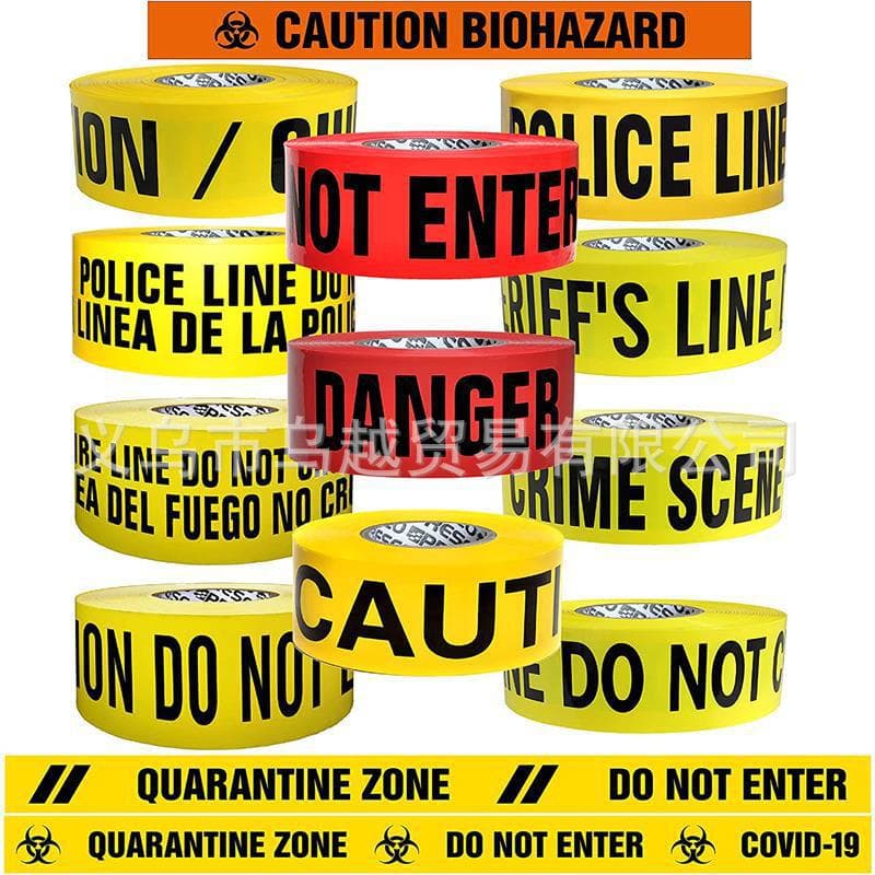 PE Warning Tape Halloween English Warning CAUTION Decorative Tape Adhesive-Free Disposable Warning Tape Hot Seller Across Borders