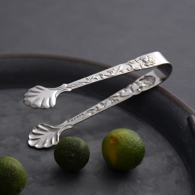 Creative elegant rose coffee sugar cube tongs ice cube tongs 304 stainless steel European-style food tongs