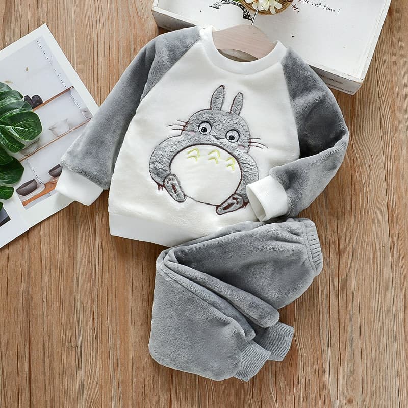 Boy Flannel Homewear Set 2023 New Kids Clothing Stylish Baby Girl Fleece Sleepwear Two-Piece Set
