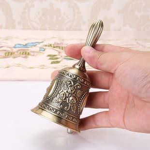 European-style Metal Bell for Bar Restaurant Counter Service Bell, Rustic Handbell for Calling Staff, Kindergarten Class Bell