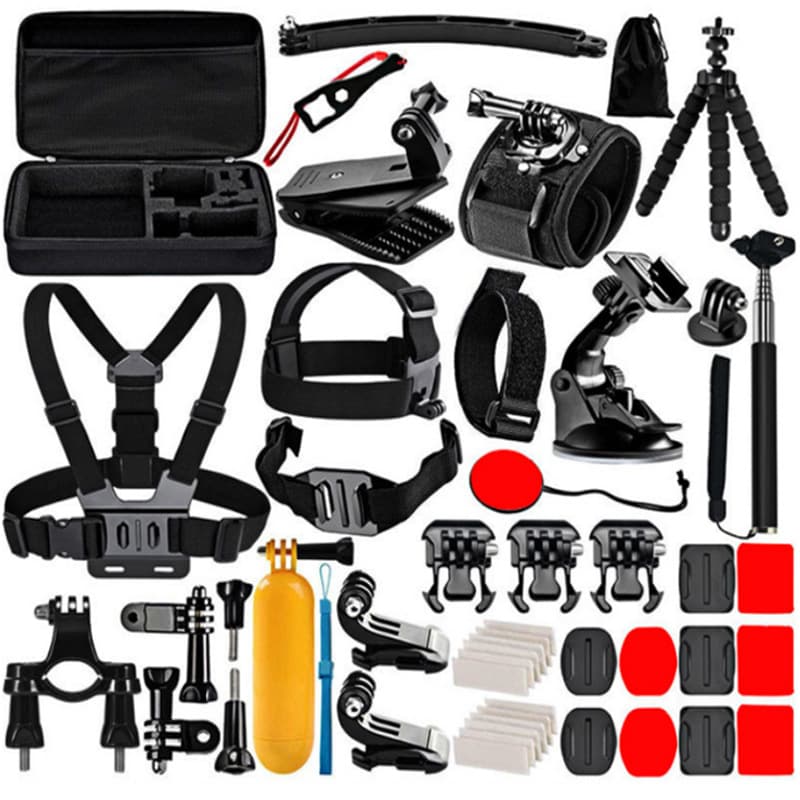 GoPro Action Camera Accessory Kit 50-in-1 Combo Set with Head, Chest, and Handheld Mount Straps for Filming