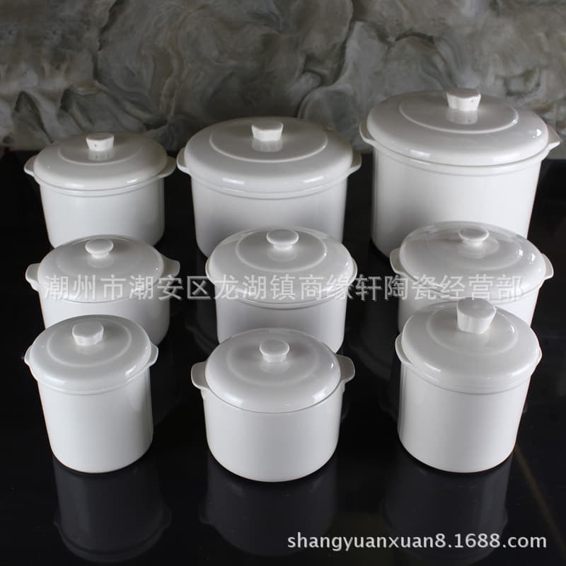 Skyline Inner Pot Steaming Jar, Bird's Nest Pot, Herbal Medicine Pot, Mini Double-Boiled Pot with Lid, Pure White Ceramic Soup Tureen, Wholesale Steaming Pot