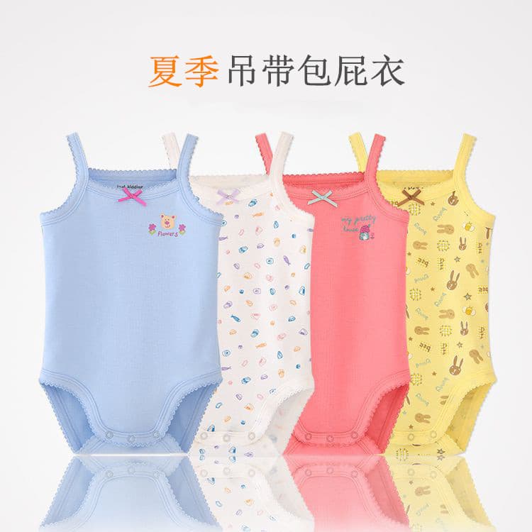 Baby Romper Newborn Triangle Bodysuit Summer Cotton Thin Crawling Suit Girls Strap Diaper Cover