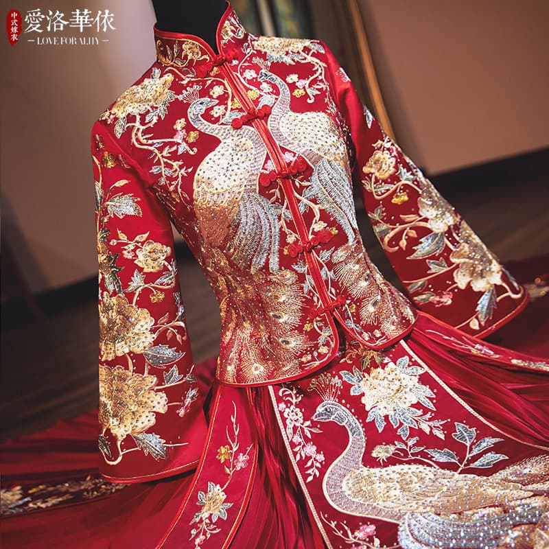 Xiuhe Suit Bride 2025 New Plus Size Pregnant Chinese Wedding Toast Dress TikTok Dragon Phoenix Gown Wholesale