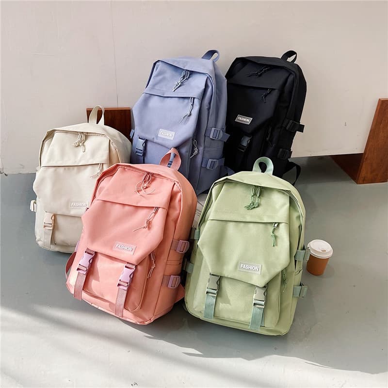 Large capacity junior high school student backpack for girls, Korean style, Mori girl, Harajuku style, simple solid color work bag