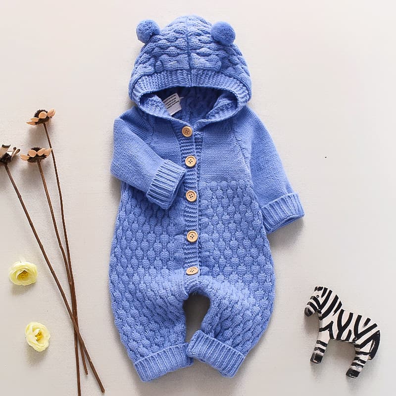 Baby Knitted One-Piece Romper Spring and Autumn Newborn Clothing for Boys and Girls Cute Warm Crawling Suit 03
