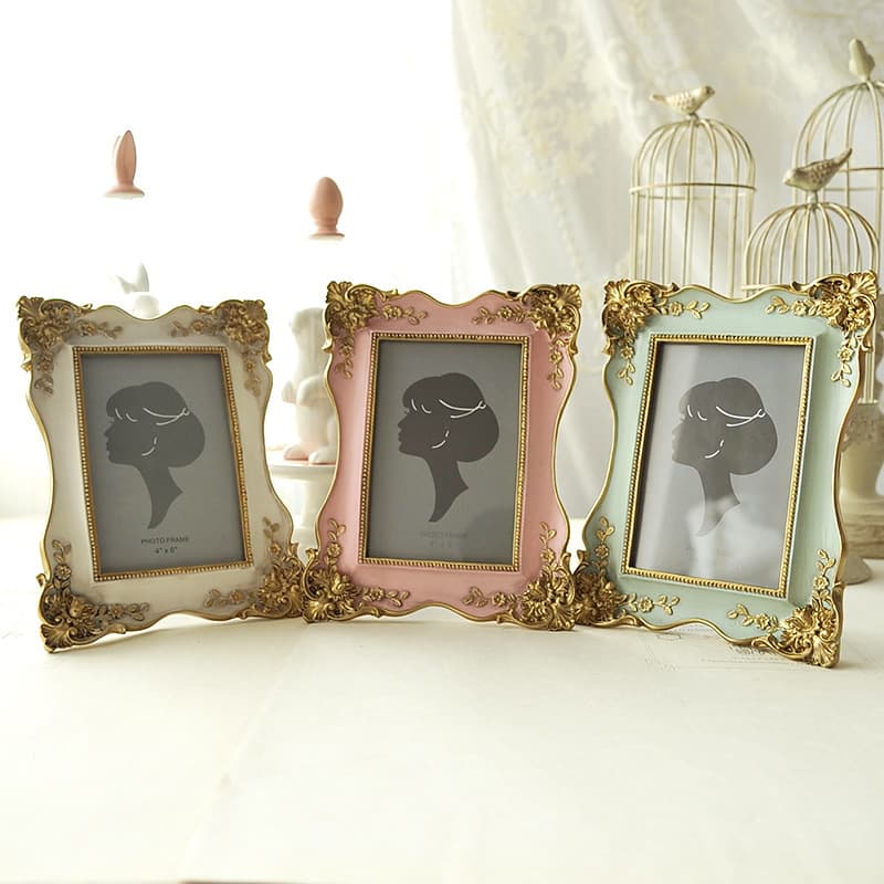 French embossed creative resin photo frame European style golden resin table 6-inch home furnishings model room photo frame