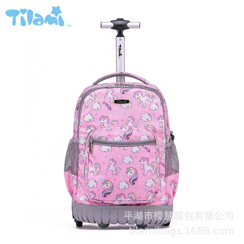 Rolling Backpack Leather Material Black Color Durable Strap Handle Large Capacity Storage Bag Ideal For Travel Hiking