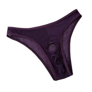 Men's Sexy See-Through Underwear High Elastic Mesh Cutout Triangle Thong T-Back