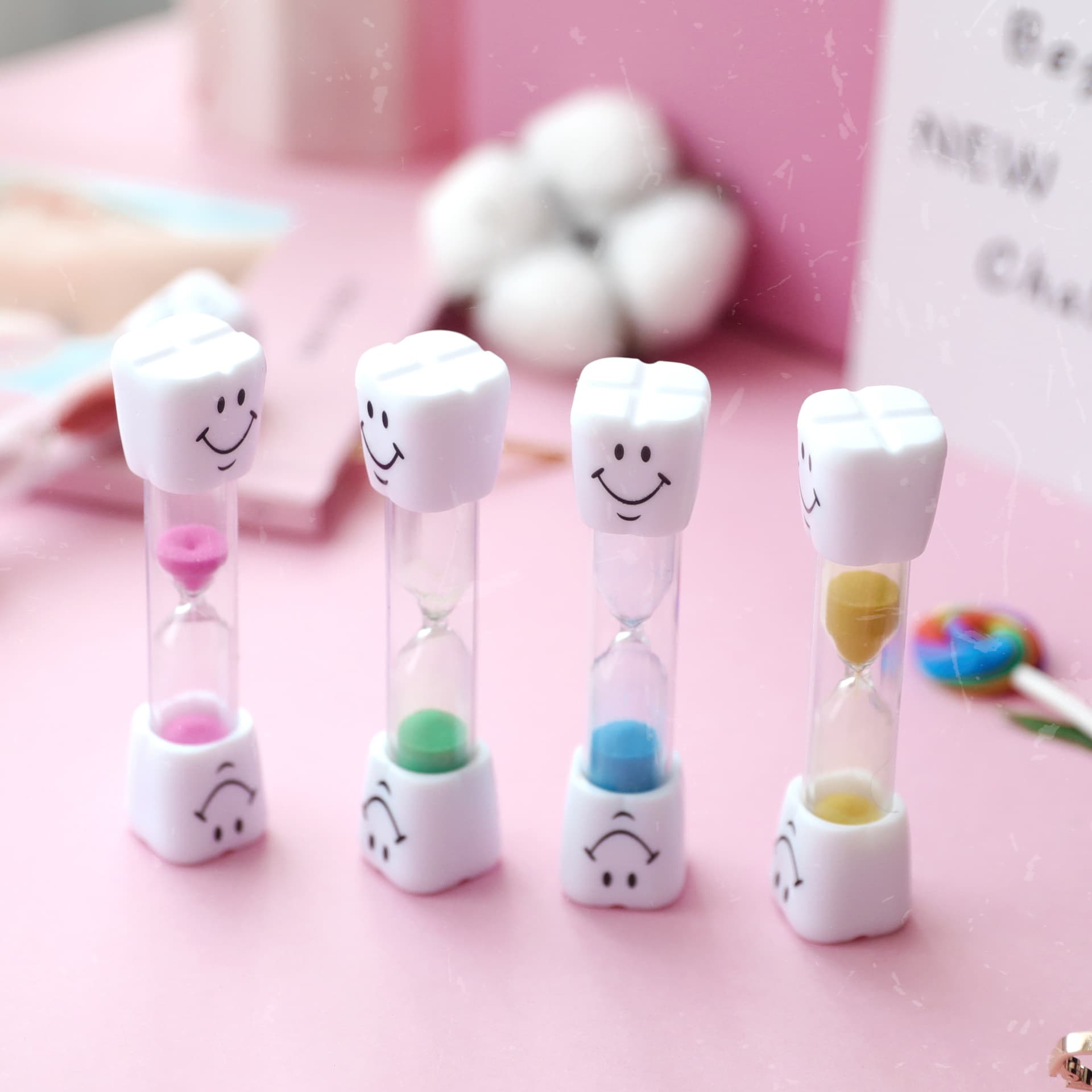 Cartoon Toothbrushing Timer Hourglass Anti-Fall Children Creative Self-Discipline Three-Minute Timer Ornament Toy Wholesale Gift