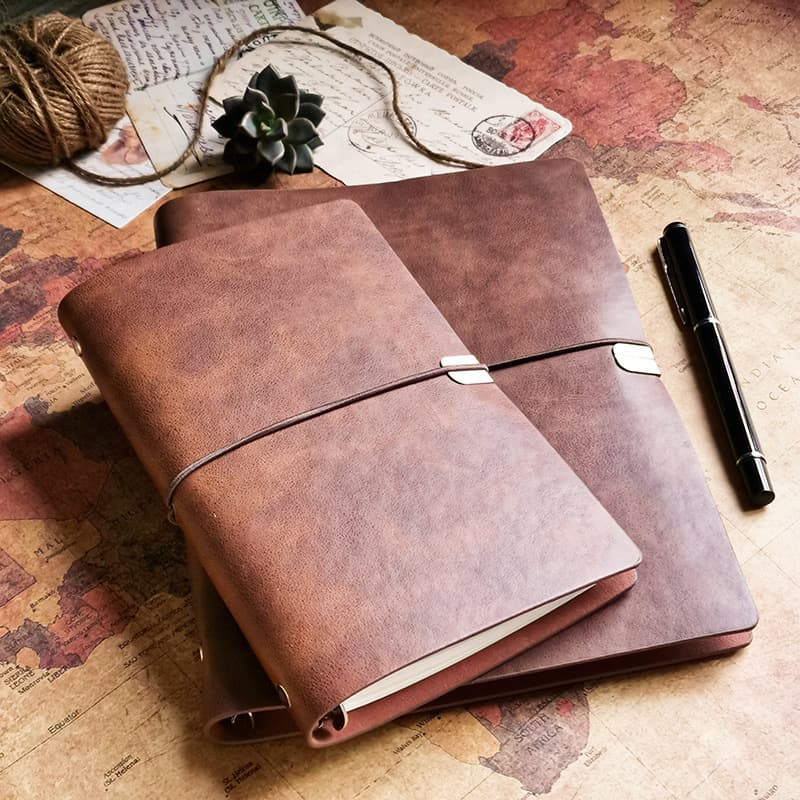 Faux Leather Vintage Journal Strap Loose-Leaf Notebook A6 Binder Cover Recipe Book Travel Notebook Clip