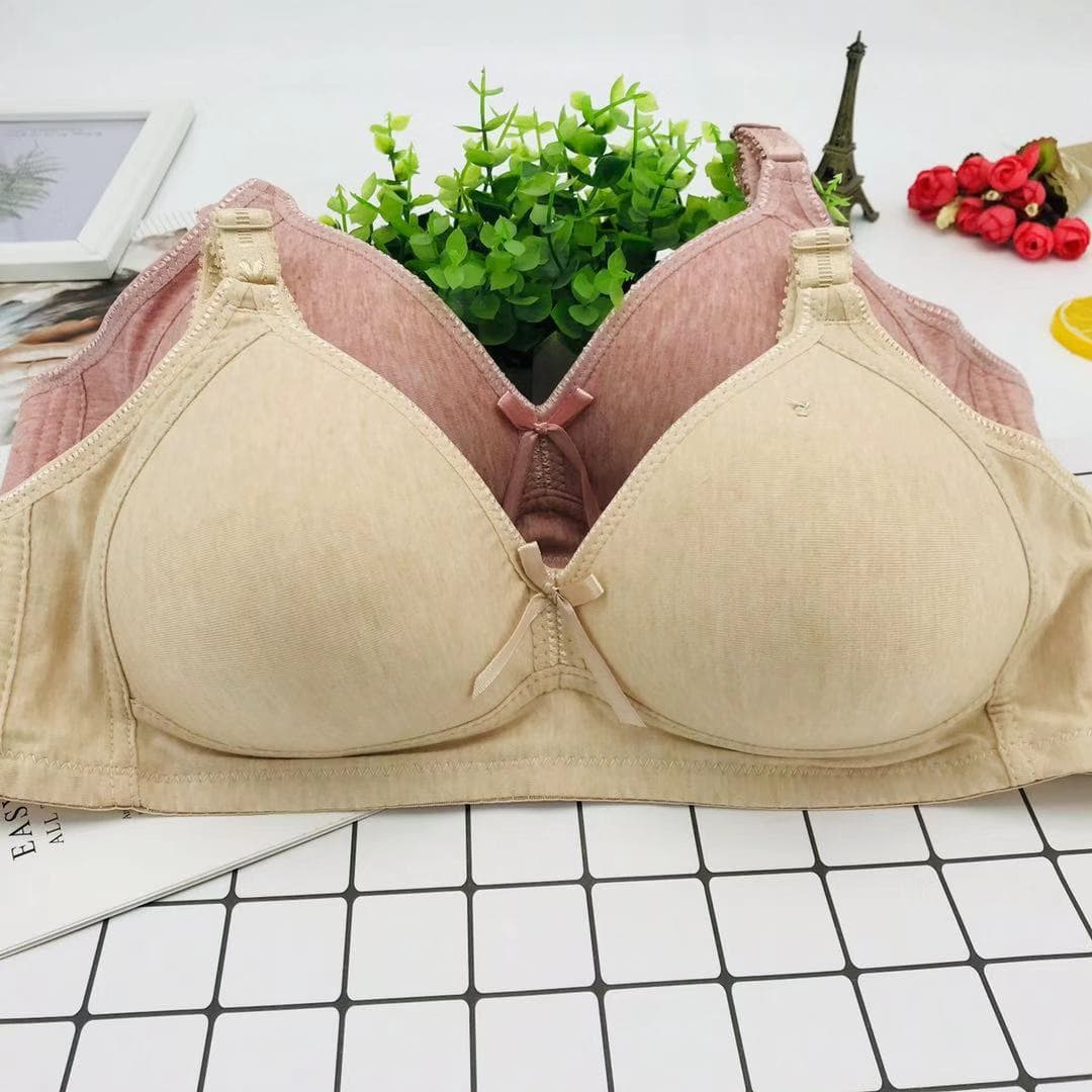 Bamboo Charcoal Wireless Three-Row Hook Bra Women's Seamless Cup Bra Push-Up Bra for Middle-Aged and Elderly Mothers Cotton Underwear