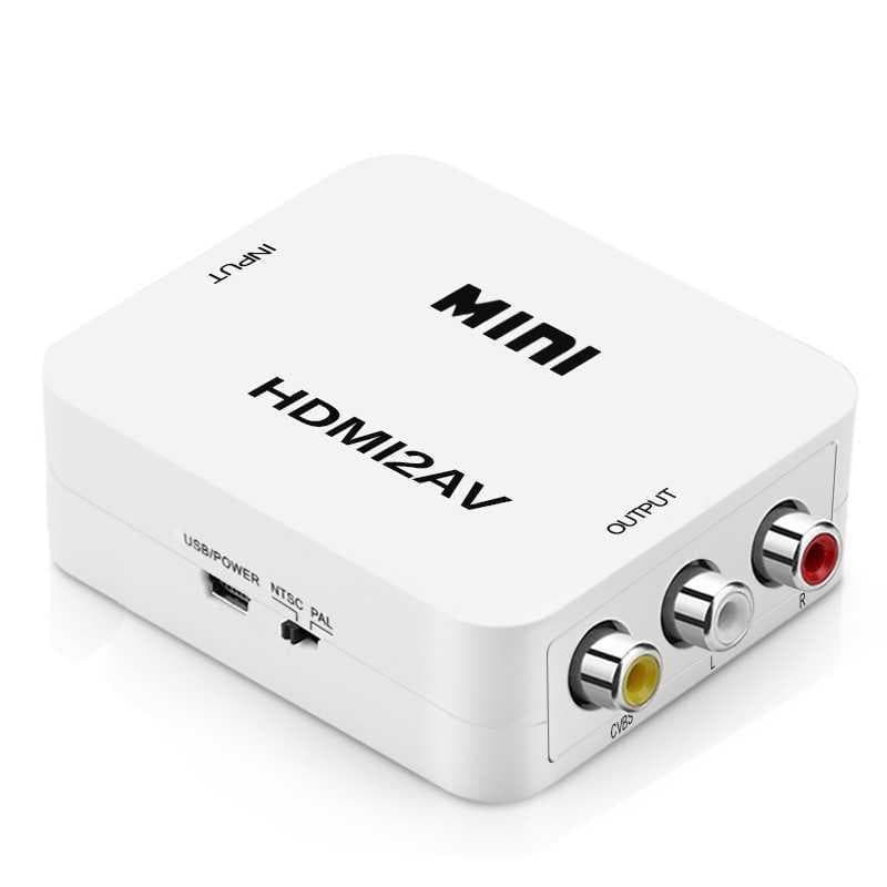 Mini HDMI to AV Converter White Box Audio Video Conversion Device for TV High Resolution Support 480P 720P 1080P USB Powered
