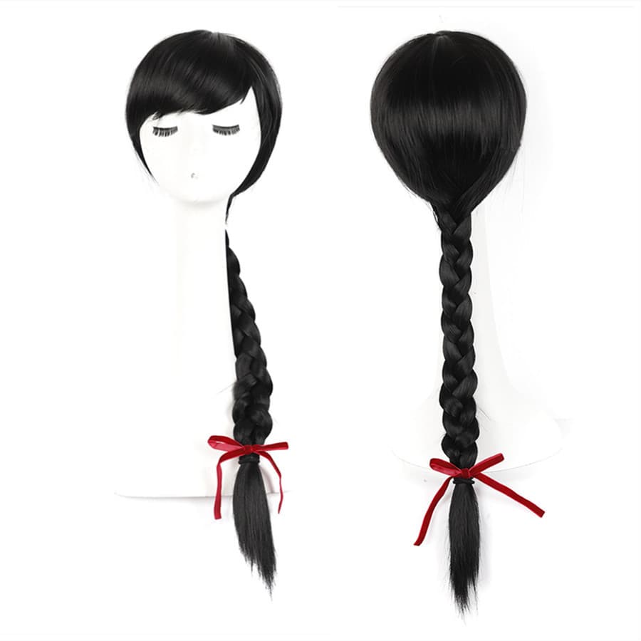 Fashion Retro Extended Three-strand Braid Oblique Bangs Wig Headpiece Bow Hand Braid Single Twist Full Headpiece