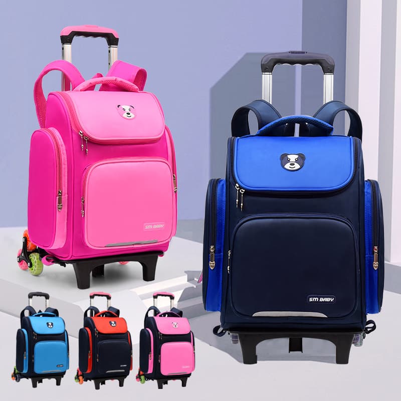Roller backpack for elementary school students, lightweight, roll-on children's backpack, suitable for climbing stairs, and can be printed with logos.