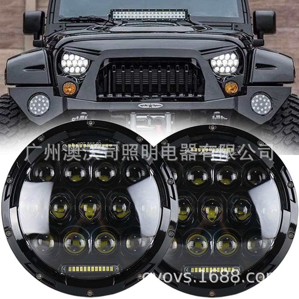 Factory Stock Jeep Wrangler 7-inch LED Headlight 75W for Off-road Truck Modification 13 LED Beads with Screw Holes