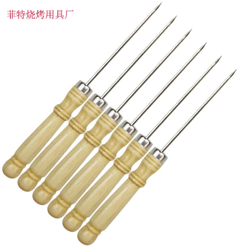 Egg waffle needles, takoyaki skewers, short steel needles, barbecue skewers with wooden handles, meat skewers, wholesale.