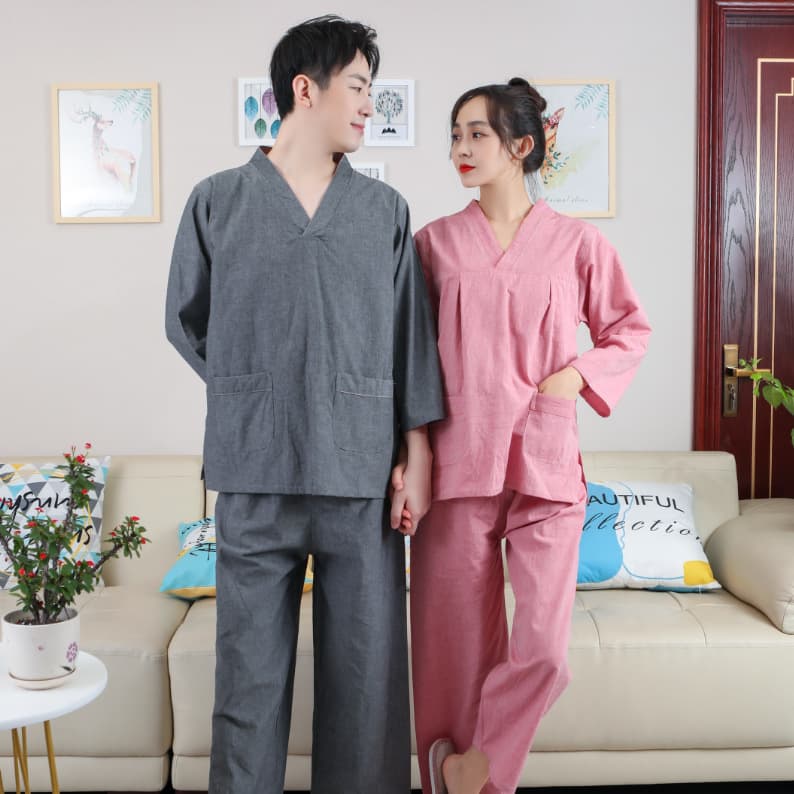 Pure Cotton Long Sleeve Long Pants Home Clothes Sleepwear Set Sauna Steam Bathing Suit Men Women Winter Season Other Material