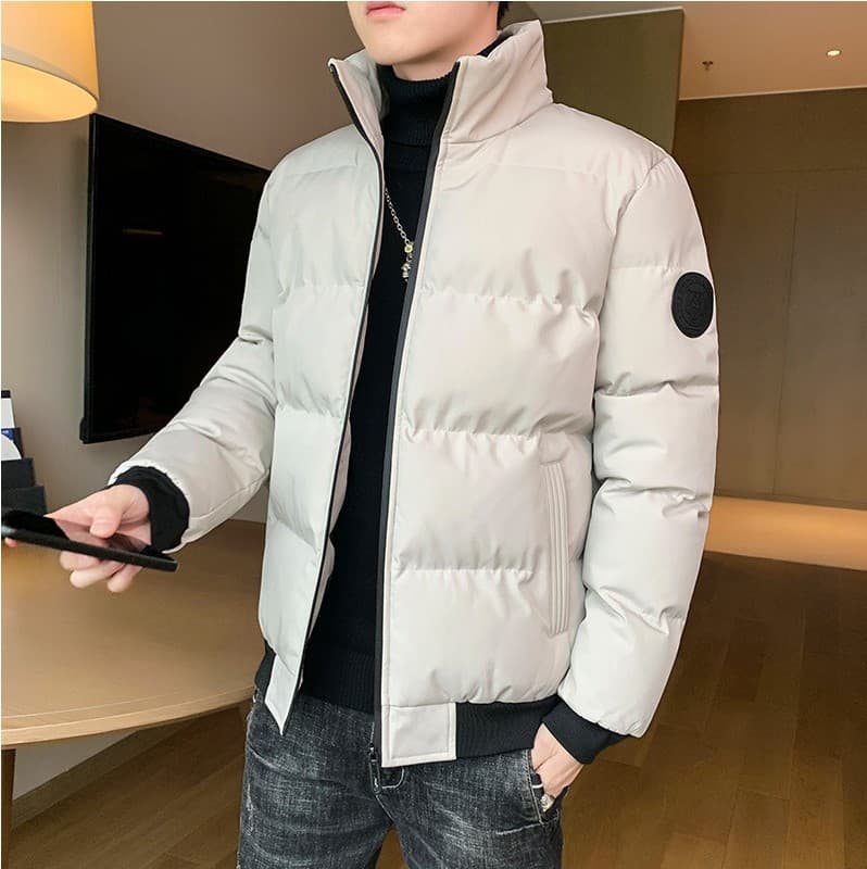 2021 New Winter Cotton Jacket for Men, Thickened and Fleece-Lined, Korean Style Student Coat, Cotton-Padded Down Alternative Jacket