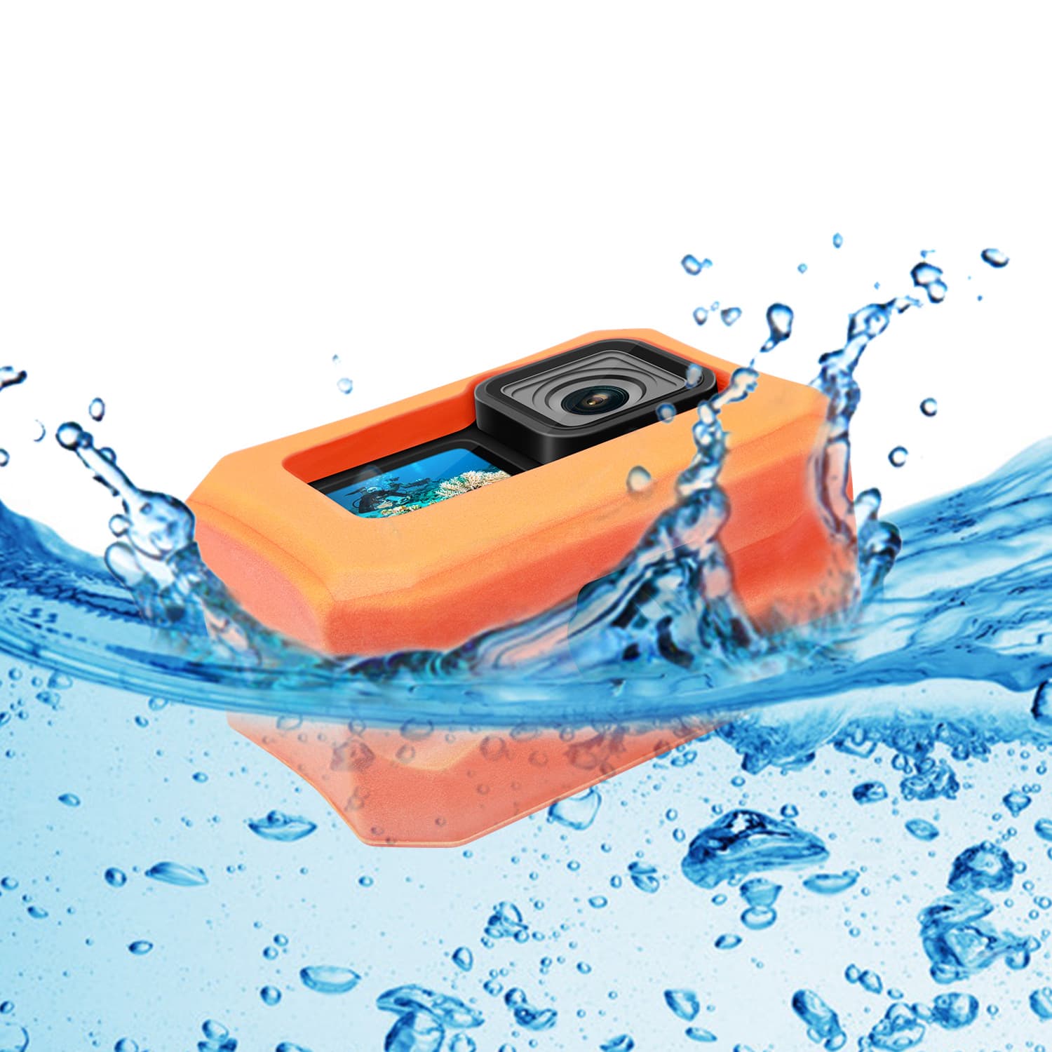 GoPro 13 Buoy, GoPro Hero 9, 10, 11 Action Camera Bouncing and Flotation Case with Orange Frame