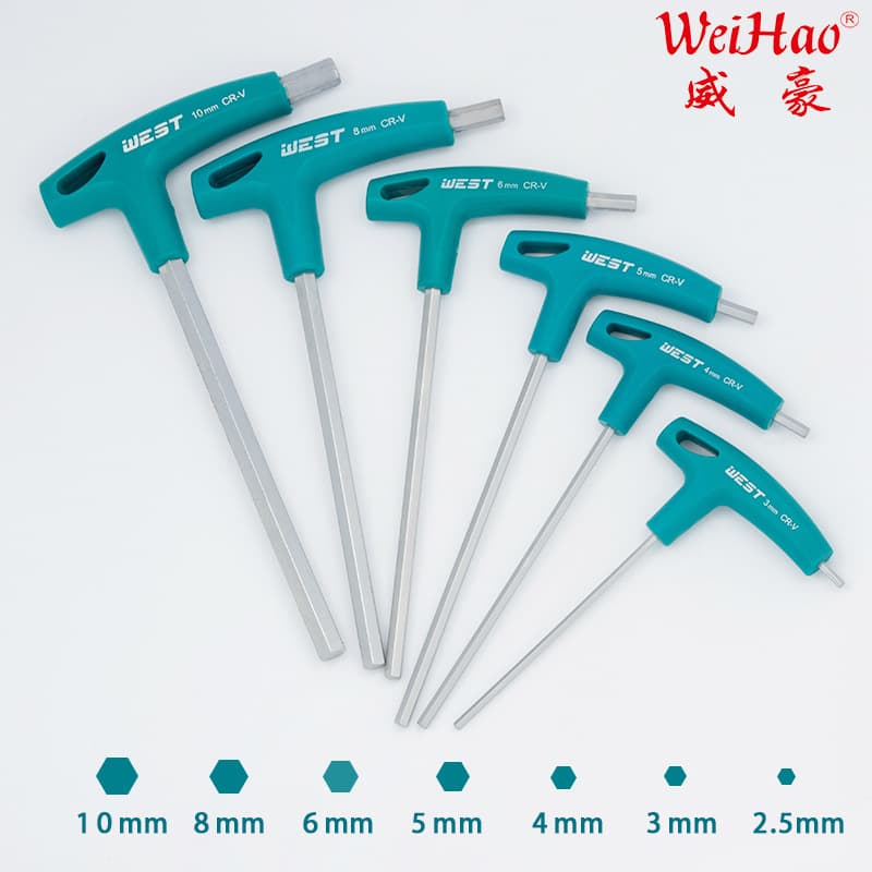 S2 Weihou T-type Allen wrench, L-type double-ended extended rubber handle, Allen grip, 7-cane flat-head hex key.