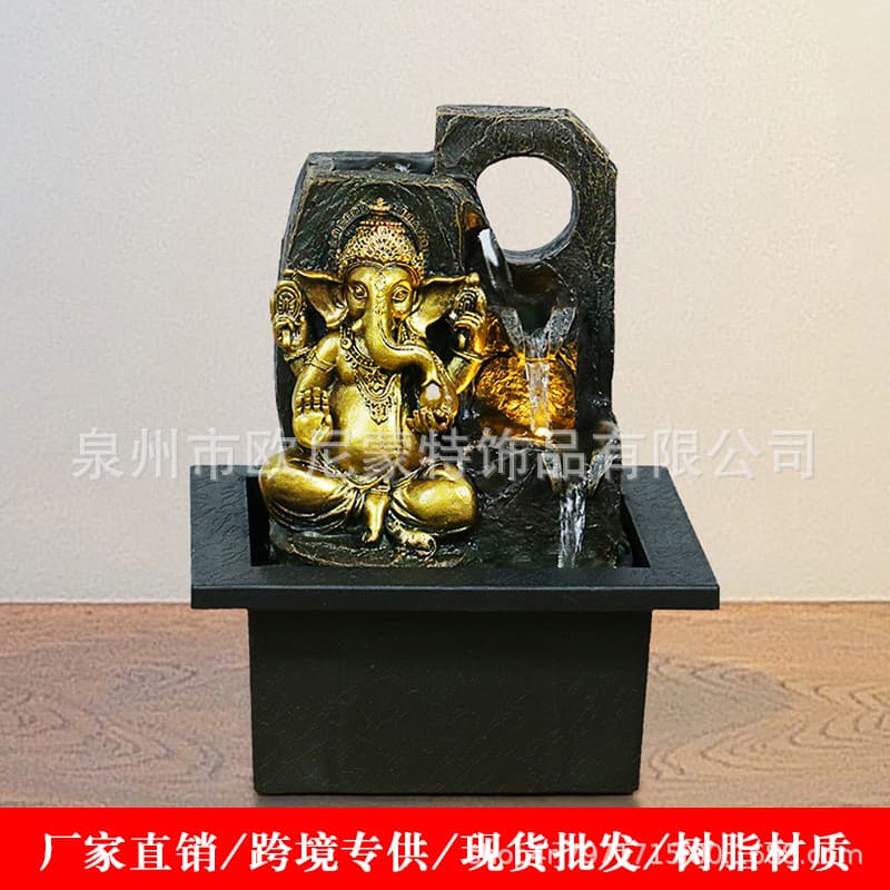 Factory Direct Southeast Asia Elephant God Feng Shui Water Fountain Desktop Decoration Home Living Room Office Decoration