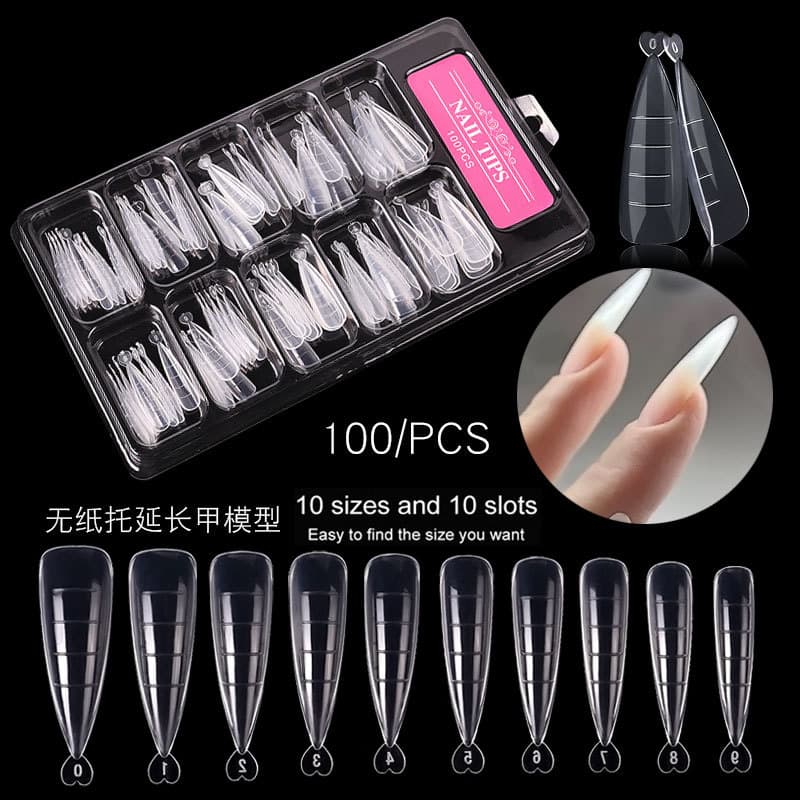 Quick Drying Crystal Nail Art Extension Tips with Scale 100pcs Transparent Nail Tips for Ladies Manicure And Pedicure