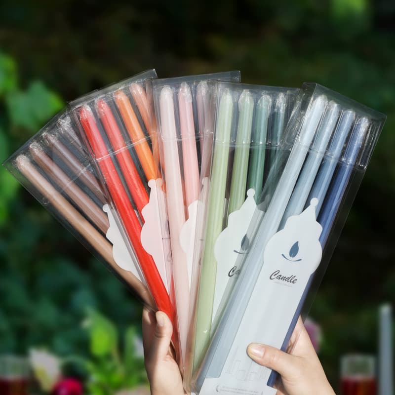Ins Gradient Colorful Morandi European Style Wedding Candle Set 30cm Long Rod Festival Ornaments Candle Holder Suit