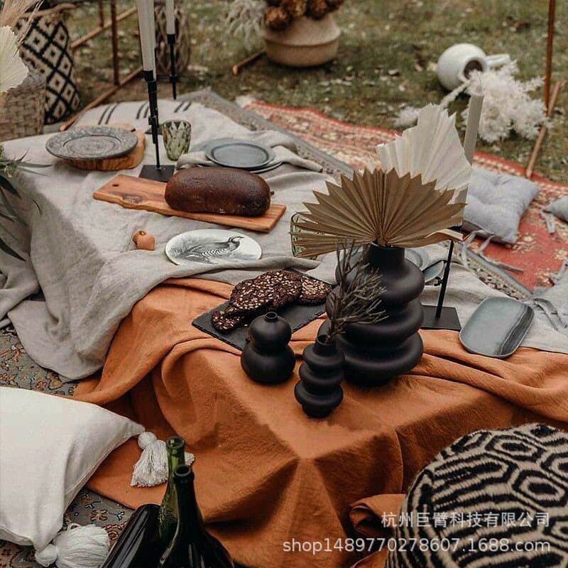 Nordic ins style orange tablecloth French retro dessert table photo background cloth coffee table table cover cloth dining table mat