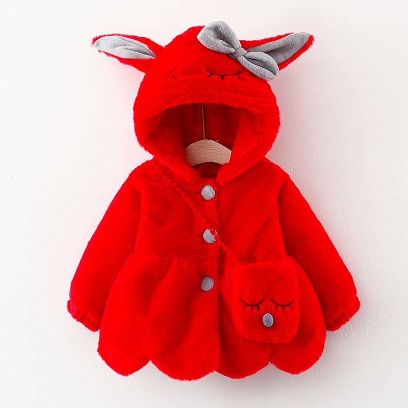 2939 Autumn/Winter New Girls' Sweater, Children's Furry Coat, Cotton Overcoat, Baby Cartoon Warm Cotton-padded Jacket