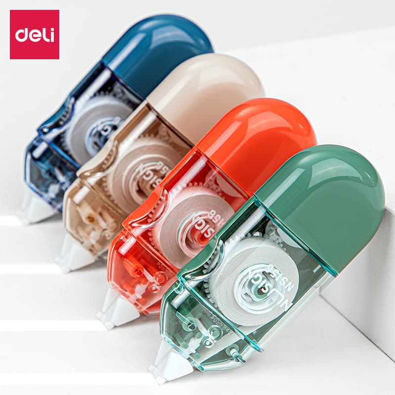 Deli NS156 Correction Tape Student Small Portable Mini Transparent Film Tape 6m Correction Tape Fresh Style